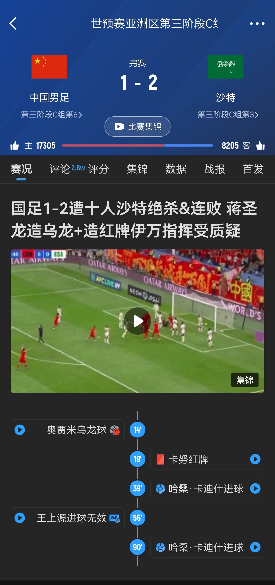 今天什么劇本？首戰(zhàn)沙特也是半場紅牌+蔣光太傷退，最后國足被翻