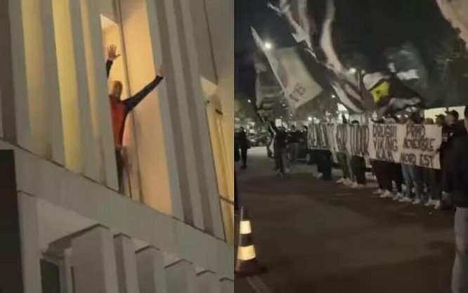 都體：尤文球迷來(lái)到酒店外支持新主帥，圖多爾向球迷們揮手致意